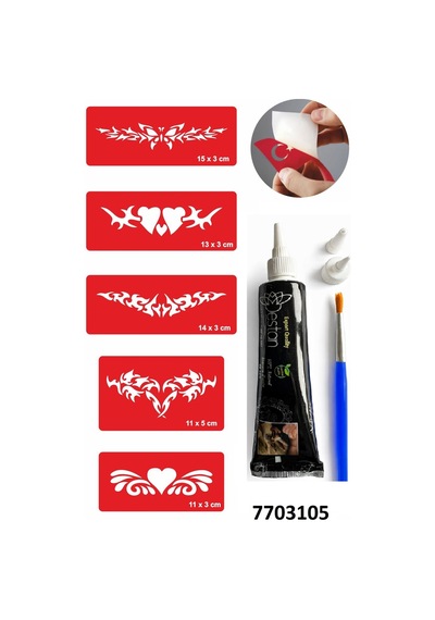 Hint Kınası Ve Şablonla Geçici Dövme Yapma Seti Set 20
