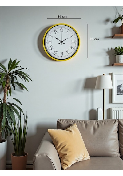 36 Cm Sarı Dekoratif Duvar Saati Diğer
