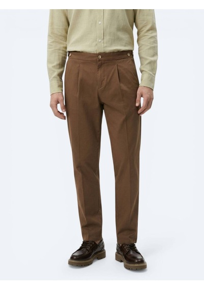 Kip Bakır Düz Dokuma Regular Fit Casual Pamuk Karışımlı Pantolon