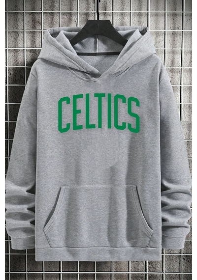 Uyguntarz Unisex Celtics Baskılı Sweatshirt Gri