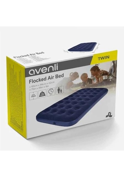 Avenli Twin Tek Kişilik Şişme Yatak 191 x 99 x 22 CM Lacivert