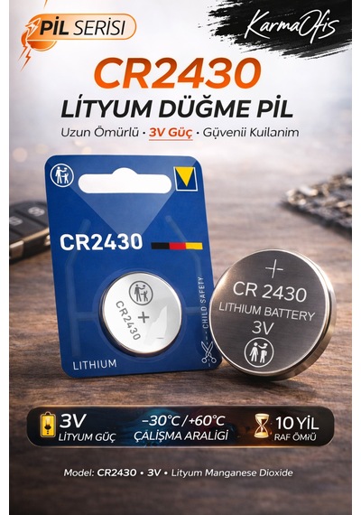 Cr2430 3v Lityum Düğme Pil Araç Kumandası, Akıllı Sensör, Tartı Ve Elektronik Cihaz Pili
