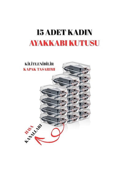15 Li Kadın Ayakkabı Saklama Kutusu Şeffaf Ve Düzenleyici Set Şeffaf