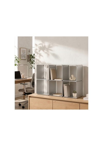 Node 6'lı Modüler Metal Açık Raf Ünitesi Konsol Ve Masaüstü Kitaplık 50x33 Cm Gümüş - 944245501 Gümüş