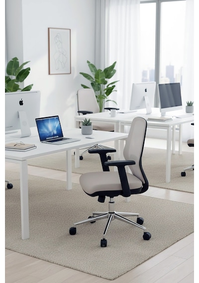 Ofisbazaar Dali Fileli Çalışma Koltuğu Ergonomik Şef Ve Toplantı Koltuğu Gri Gri