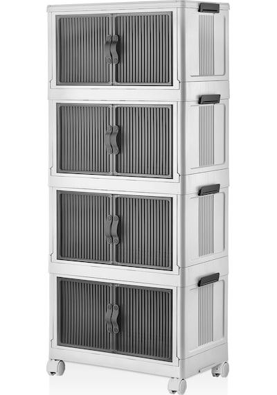 Evle Katlanabilir Modüler Dolap 4 Lü 54 Cm X 31,7 Cm X 127 Cm Beyaz