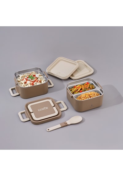 Aryıldız Bento Lunch Box Yemek Termosu Kare Haki 1400 Ml Ar262115 Haki
