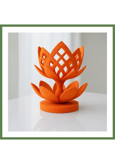 Bezos 3d Baskı Lotus Çiçeği Mumluk - Dekoratif Tealight Mumluk-turuncu Hb006