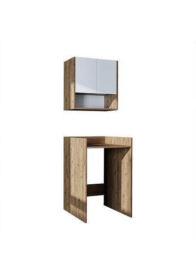Çamaşır-kurutma Makinesi Dolabı+ Üst Dolabı, Banyo Dlp 65 Cm Atlantik Çam - Beyaz Çamaşır-kurutma Makinesi Dolabı+ Üst Dolabı, Banyo Dlp 65 Cm Atlantik Çam - Beyaz