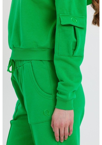 Kadın Kapüşonlu 3 İplik Sweatshirt Yeşil