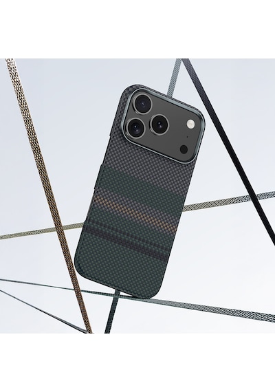 Apple Uyumlu iPhone 17 Pro Max Kılıf M-safe Şarjlı Karbon Fiber Benks Aurora Armorpro Kevlar Kapak Yeşil