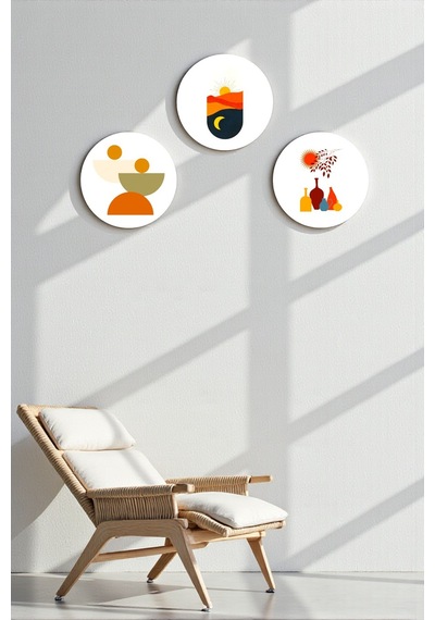 Boho 3 Parça Dekoratif Ahşap Mdf Tablo Modeli, Ev, Oturma Odası, Yatak Odası, Ofis Şık Tablo Seti