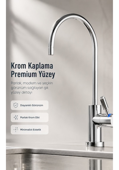 Ncps883cp-l Led Göstergeli Krom Arıtma Musluğu Premium Ro Musluk Gümüş