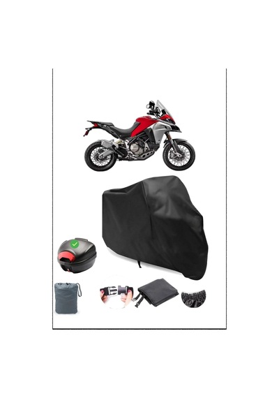 Siyah Ducati Multıstrada 1200 Enduro Arka Çanta Uyumlu Su Geçirmez Motosiklet Örtüsü
