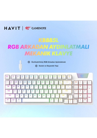 Gamenote Kb885l Rgb Backlit Gaming Mekanik Klavye Beyaz
