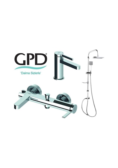 Gpd Mlb165 M Gildo Armatür Musluk + Batarya + Banyo Seti 3'lü Krom