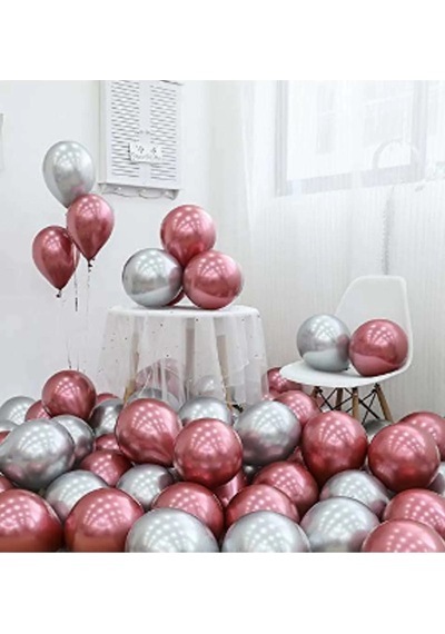 Krom Parlak Metalik Pembe-gümüş Renk 10 Adet Balon