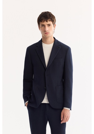 Avva Erkek Lacivert Mono Yaka Bi-stretch Hafif Çizgili Blazer Comfort Slim Fit Ceket A52y4004 Avva Erkek Lacivert Mono Yaka Bi-stretch Hafif Çizgili Blazer Comfort Slim Fit Ceket A52y4004