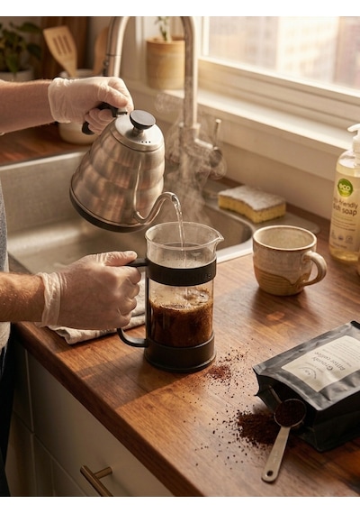 400 Ml French Press Borosilikat Cam Kahve Ve Bitki Çayı Demleme Filtresi - Siyah