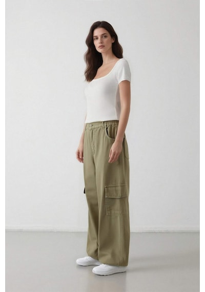 DeFacto Coool Jogger Pantolon Gabardin Kumaş Normal Bel Basic Düz Kargo Cepli B0454AX24SPKH461