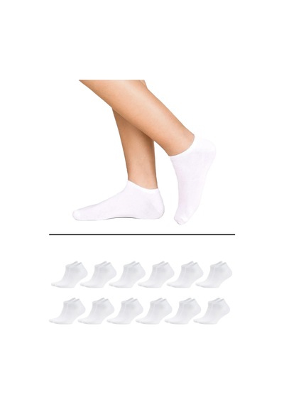 Asden Bambu Kadın Patik Çorap 12'li Paket, Dikişsiz, Soft Yıkamalı 35-40 beyaz