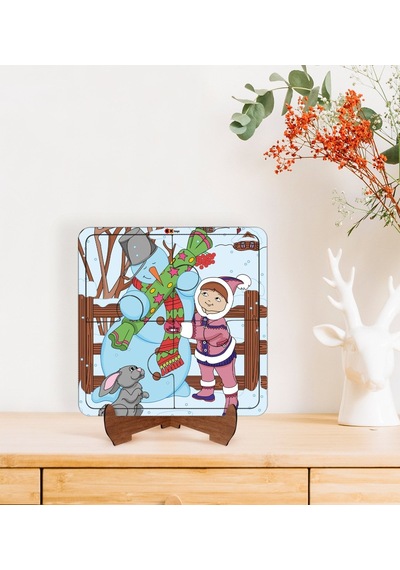 Bk Toys Çocuklar İçin 2 Si 1 Arada Eğitici-öğretici Ahşap 4 Parça Yapboz Puzzle Çerçeve Model 48