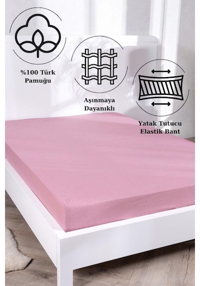 Aç-tak Lastikli Tek Kişilik Çarşaf 160x200+30 Cm Polycotton Matriss Serisi Pudra