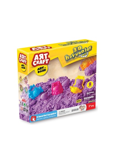 Art Sand 3d Hayvanlar Seti 500 Gr. - Oyun Kumu Seti - Kinetik Kum Seti - Natural Kum - Doğal Kum Renkli