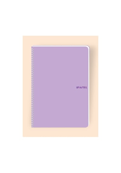 16x22 Cm Pastel Renk Telli Defter Çizgisiz Telli Beyaz 80 Sayfalı Plastik Kapak Mor