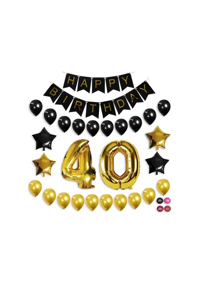40 Yaş Yetişkin Parti Seti Gold 40 Yaş Doğum Günü Set
