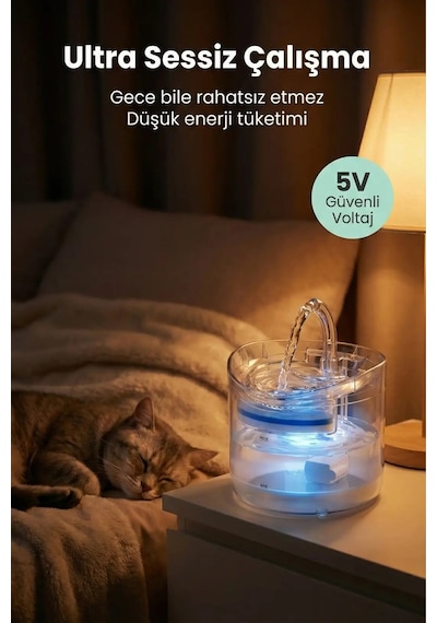 Vexgen 4 Berry Filtreli Otomatik Evcil Hayvan Su Pınarı 2l Sessiz Pompa Kedi Köpek Su Sebili