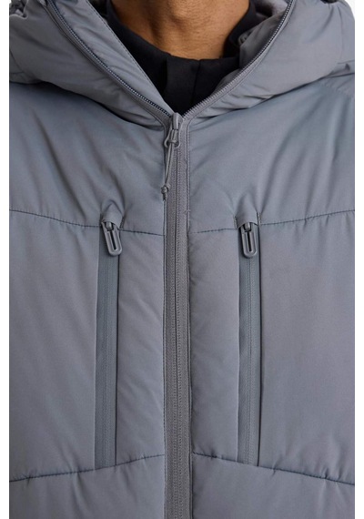 Defacto Defactofit Su İtici Regular Fit Kapüşonlu Fermuarlı Su Geçirmez Mont C6053ax25wngr311 Gri