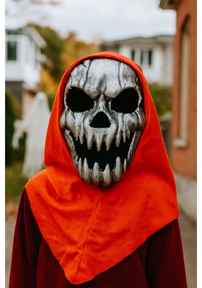 Cadılar Bayramı Halloween Maske Plastik İskelet Gümüş Arkası Tüllü Korku Maskesi Diğer