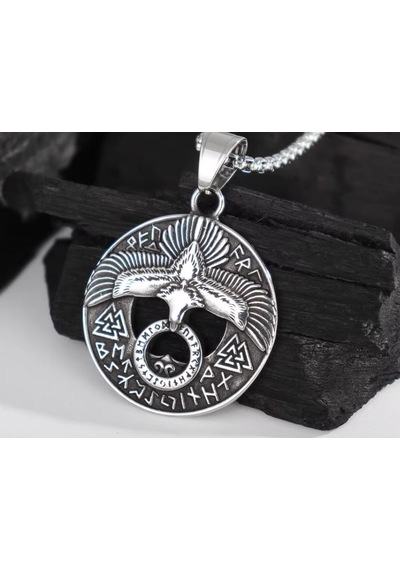 Paslanmaz Çelik Viking Rune Celtic Kartal Kolye Gümüş