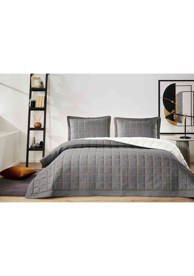 Yatak Örtüsü.nakışlı Square Antrasit 240x250