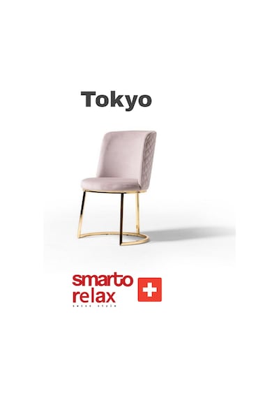 Smarto Relax Tokyo 2'li Yemek Masası Sandalye Seti - Metal Ayaklı, Pembe Kumaş Pembe