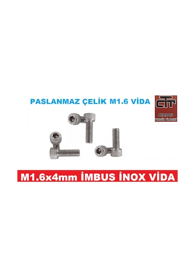 M1.6 Imbus Minik Mikro Vida Inox Adet ve Boy Seçenekli 24 Adet-4 MM
