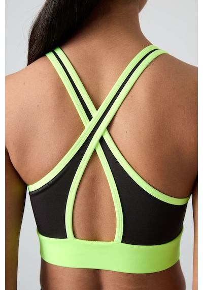 Tommy Life Neon Sarı Çapraz Sırt Detaylı Slim Fit U Yaka Pedli Kadın Spor Büstiyer - 97121 Neon Sarı