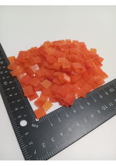 Koyu Turuncu Kare Vitray Cam Mozaik Taşı - Sanatsal Mozaik Çalışmalarınız İçin Yaklaşık 10 X 10 Mm