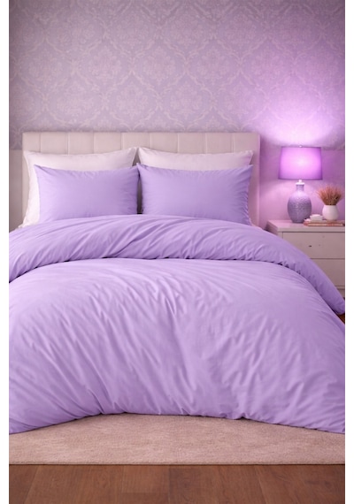 More Home Çift Kişilik Nevresim Takımı Lastikli Çarşaf Lila