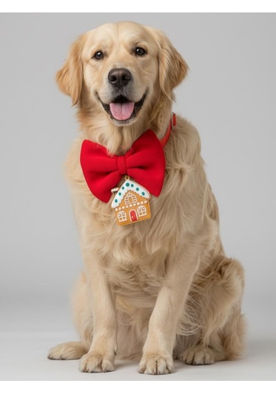 Ginger Home Köpek Papyon Tasması Kırmızı Fiyonk Boyun Aksesuarı Noel Temalı Köpek Süsü Orta Ve Büyük Irklar İçin