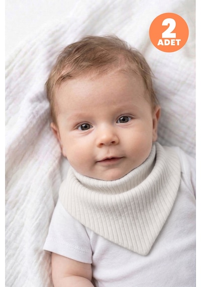 Just Inner Erkek Bebek 2'li %100 Pamuk Üçgen Fular Önlük Düz Renk Dokulu Çıtçıtlı Çift Katlı 582402 Yeşil