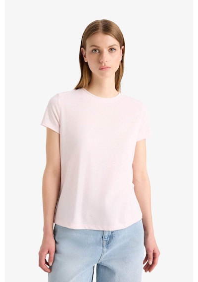 Defacto Regular Fit Bisiklet Yaka Basic Düz Kısa Kollu Tişört F4213axnspn38 Pembe