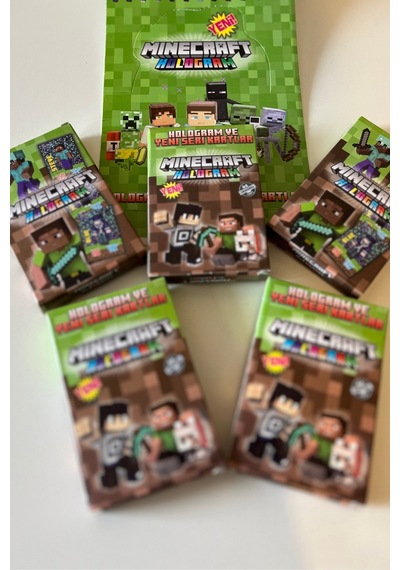 Minecraft Yeni Koleksiyon Hologram Oyun Kartı 5 Paket 50 Adet Kart