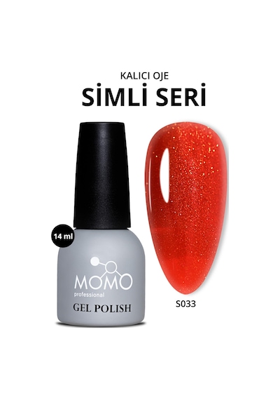Momo Professional Kalıcı Oje S033 Altın Simli Alev Kırmızı 14 Ml