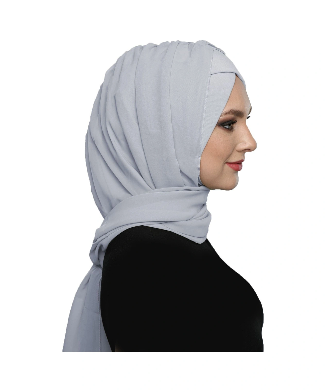 Elysianfidan Şallı Takmatik Sade Açık Gri Hazır Türban Tesettür Bone Namaz Örtüsü Açık Gri