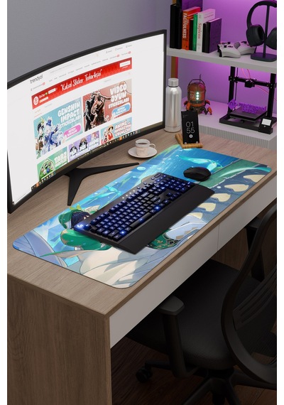 Venti Genshin Impact Anime Gacha V2 - 90x40 Xxl Gaming Mouse Pad Fare Altlığı