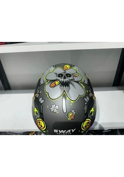 Sway Sw 820 Badboy Full Face Motosiklet Kaskı Gri Sarı Kırmızı
