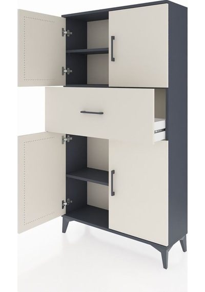 Arges Dolap 3 Raflı Tek Çekmeceli 4 Kapaklı 88x30x163 Antrasi... Antrasit Arges Dolap 3 Raflı Tek Çekmeceli 4 Kapaklı 88x30x163 Antrasi... Antrasit