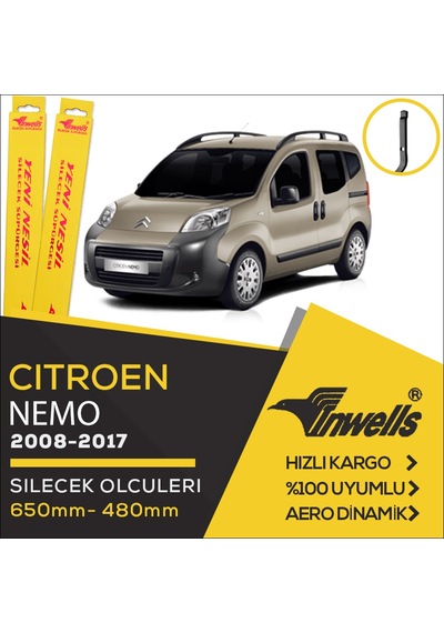 Citroen Nemo Muz Silecek Takımı 2008-2017 İnwells N11.2139 Citroen Nemo Muz Silecek Takımı 2008-2017 İnwells N11.2139
